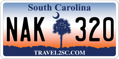 SC license plate NAK320