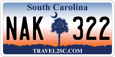 SC license plate NAK322
