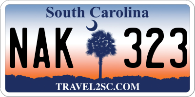 SC license plate NAK323