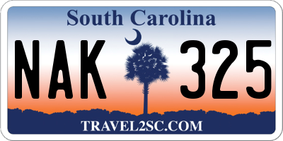 SC license plate NAK325
