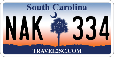 SC license plate NAK334