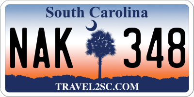 SC license plate NAK348