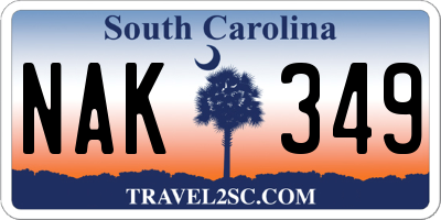 SC license plate NAK349