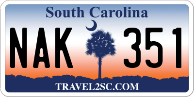 SC license plate NAK351