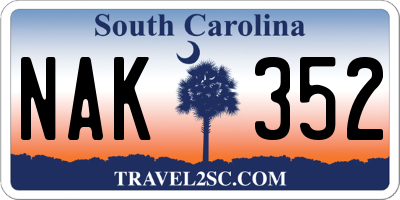SC license plate NAK352