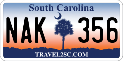 SC license plate NAK356