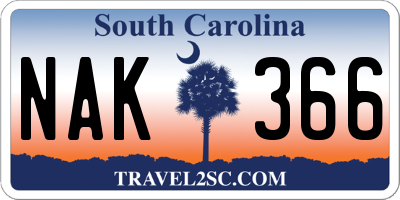 SC license plate NAK366
