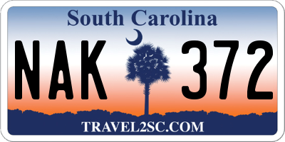 SC license plate NAK372