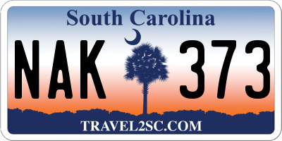 SC license plate NAK373