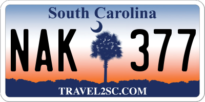 SC license plate NAK377