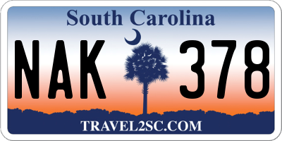 SC license plate NAK378