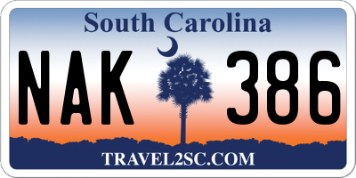 SC license plate NAK386