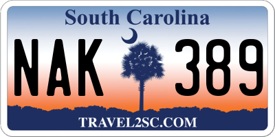SC license plate NAK389
