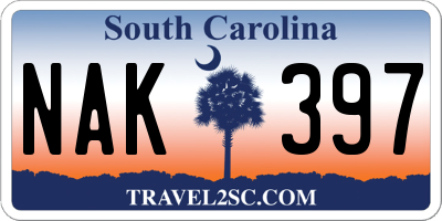 SC license plate NAK397