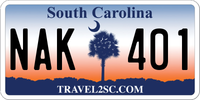 SC license plate NAK401