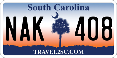 SC license plate NAK408