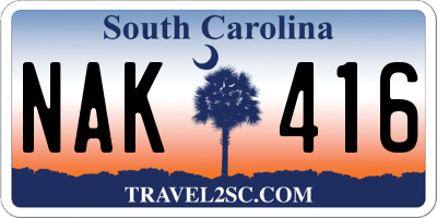 SC license plate NAK416