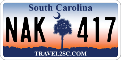 SC license plate NAK417