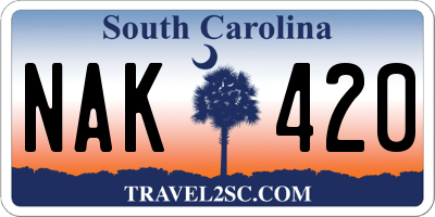 SC license plate NAK420