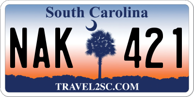 SC license plate NAK421