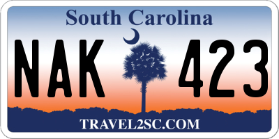 SC license plate NAK423
