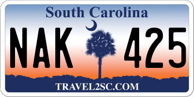 SC license plate NAK425
