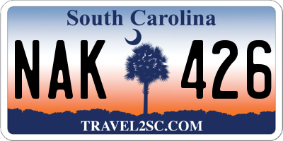 SC license plate NAK426