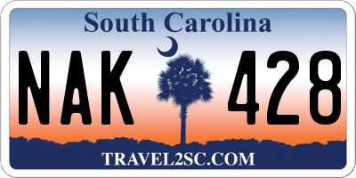 SC license plate NAK428