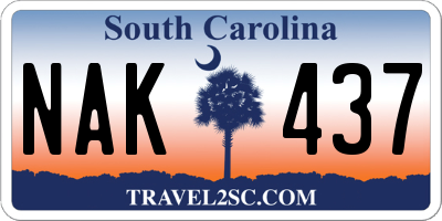 SC license plate NAK437