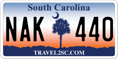 SC license plate NAK440