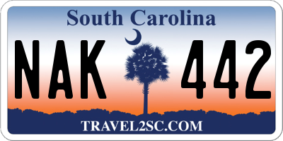 SC license plate NAK442