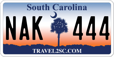 SC license plate NAK444