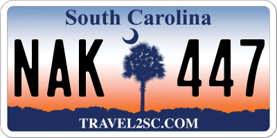 SC license plate NAK447