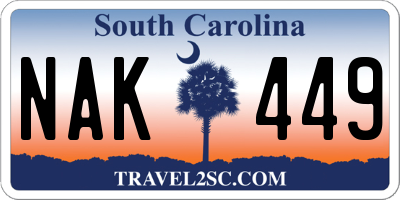 SC license plate NAK449