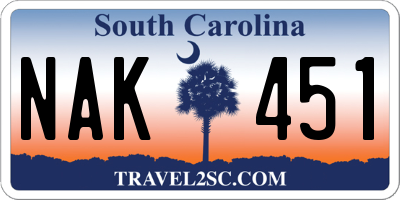 SC license plate NAK451
