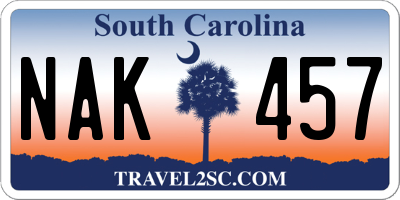 SC license plate NAK457