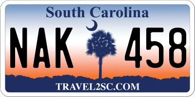 SC license plate NAK458