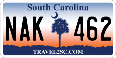 SC license plate NAK462
