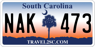 SC license plate NAK473