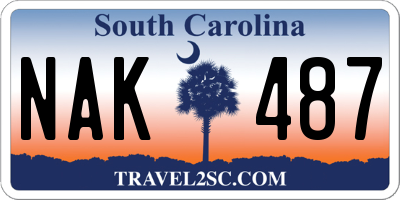 SC license plate NAK487