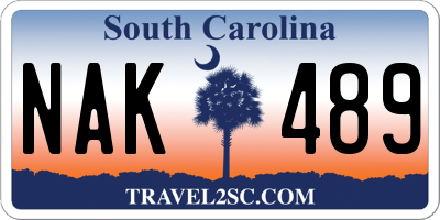 SC license plate NAK489