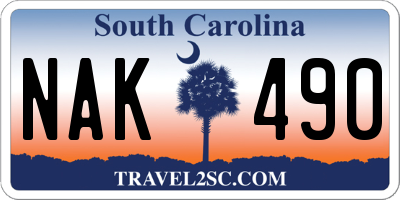SC license plate NAK490