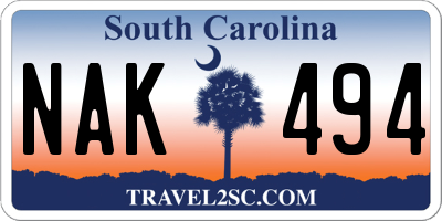 SC license plate NAK494