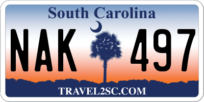 SC license plate NAK497