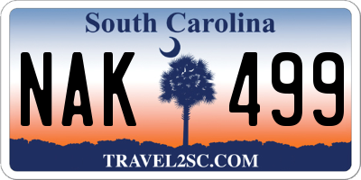 SC license plate NAK499