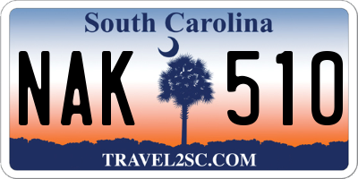 SC license plate NAK510