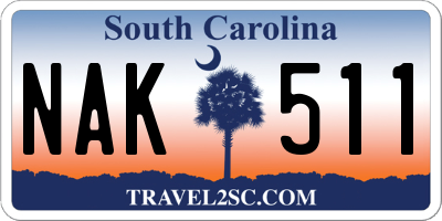 SC license plate NAK511
