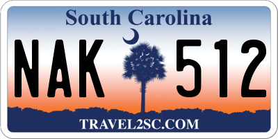 SC license plate NAK512