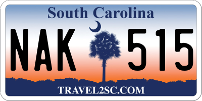 SC license plate NAK515