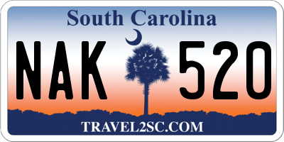 SC license plate NAK520